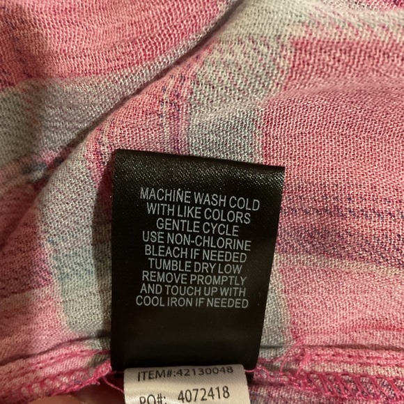 Torrid Babydoll Multi Plaid Crinkle‎ Gauze Tie Front Scoop Neckline Top Size 4 - Picture 11 of 12